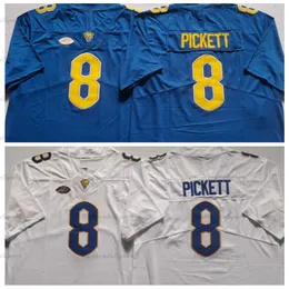 NCAA Pittsburgh Panthers 8 Kenny Pickett College Football Jerseys Mens Blue White Salted Shirts S-XXXL