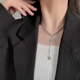 Colares pendentes Luokey Korea Luxury Crystal Snowflake Pingents for Women Sweater Sweater Sweater Chaine