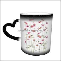 Mugs Drinkware Kitchen Dining Bar Home Garden Floral Mug Y Coffee Color Changing Creative Retro Cups Drop Delivery 202 Dhyts
