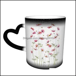 Muggar Drinkware Kitchen Dining Bar Home Garden Floral Mug Y kaffe Färg Byt kreativa retro koppar Drop Leverans 202 Dhyts