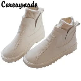 Careaymadeseries sen żeńskie literackie wełniane usta krótkie zimowe buty i ręcznie robione wełniane okrągłe grube kolce boots4 kolory 201031