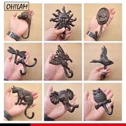 Vintage Rustic Cast Iron Nautical Anchor Design Key Coat Hooks Rack Decorative Wall Mounted Antique Shabby Chic Metal Wall Hooks 201021