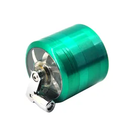 wholesale Other Smoking Accessories 50mm 4layers Zicn alloy hand crank tobacco grinders metal grinders for herbs herbal grinders for tobacco Towel DH985