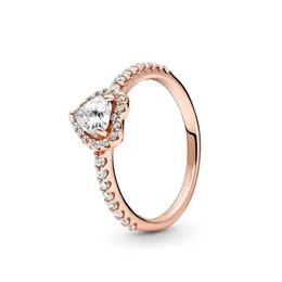 925 Sterling Silver Ringar Cubic Zircon För Pandora Mode Ring Alla hjärtans dag Rose Gold Bröllopsring Kvinnor Med Originallåda