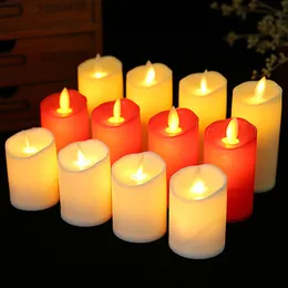 Candele senza fiamma a LED, candele a LED a lume di candela tremolante a colonna in plastica a batteria per decorazioni per feste, decorazioni per la casa