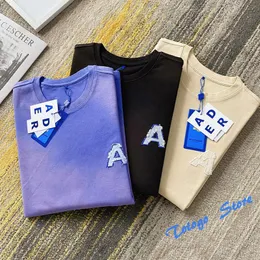 メンズ Tシャツ男性女性カップルカジュアル A ロゴ刺繍 Adererror Tシャツ厚手の生地黒アプリコット紫 ADER ERROR Tシャツファッションルーズ T