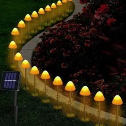 LED Solar Mantar String Lights Açık su geçirmez peri ışığı bahçe bahçe veranda düğün Noel dekorasyonu j220531
