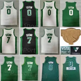 Сшитый финал патч Jaylen Brown Jerseys 7 Jayson Tatum Basketball Jersey 0 для мужчин Команда зеленый белый черный город заработал износ