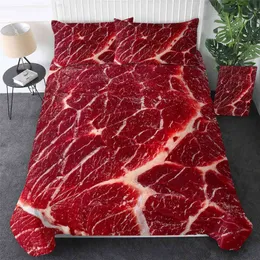 Mat nötkött sängkläder set 3d färskt kött täcke täcker king/queen size läcker skaldjur sashimi trumstick biff realistisk täcke