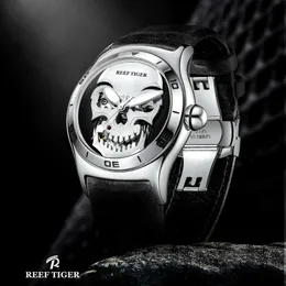 Relógios de pulso recife Tiger/RT Locomotive Men Relógios mecânicos automáticos Moda Skull Assista Sapphire Glass Impermeady 50m