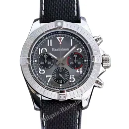 Mens Watch czarny nylon miyota kwarc ruch Luminous pełny roboczy chronograf ciężki satynowy stalowy projektant szary twarz męski na rękopis 43 mm