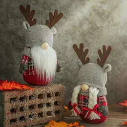 Dekoracje świąteczne nordyckie dzianiny łosia bez twarzy gnome santa tulip rudolph lalka dla domowych prezentów wiszączy