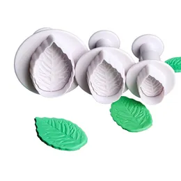 Stampi per dolci con foglie a foglia di rosa Stampo per dessert al cioccolato Decorazione da forno Stampo a molla 3 pezzi / set Stampo per forno in plastica fai-da-te BH6508 WLY