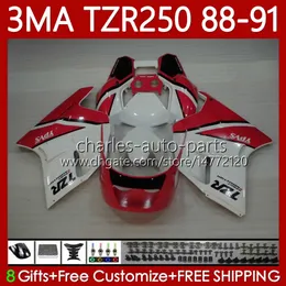 Fairings Kit For YAMAHA TZR-250 TZR250 TZR 250 R RS RR 88 89 90 91 ABS Bodywork 115No.68 YPVS 3MA TZR250R TZR250RR 1988 1989 1990 1991 TZR250-R 88-91 MOTO Body Red white new