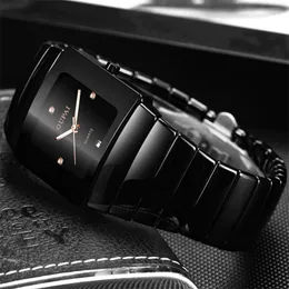 Oupai Classic Black Tonneau Ceramic Watch Nowy moda SQURE SQURE WATM MEN WODY ODPOWIEDNI z kalendarzem Black Sport Watch T200409