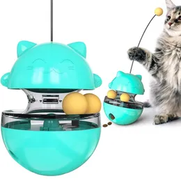 Cat Toys Leaking Ball Self-Playing Tumbler Swing Feeder Cats Stick Kitten Puzzle Interactive Food Leakage Toys Pet Products 220423
