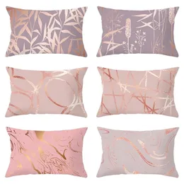 Cobertura de almofada de retângulo 30x50cm Poliéster Lance Almofada Rosa Ouro Pink Geometric Sofa Pillowcase para Casos Decorativos Casa 220406