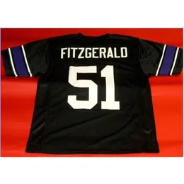 MIT Custom Men Youth Women Vintage #51 Pat Fitzgerald Custom Northwestern Wildcat Football Jersey Size S-4XL أو مخصص أي اسم أو قميص رقم