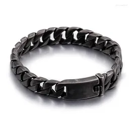 Trendsmax 13mm Wide Black 316L Stainless Steel Bracelet Mens Boys Chain Jewelry S211 Link