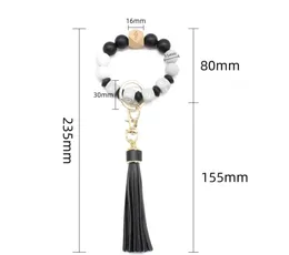 Party Favor Letter Silicone Bead Bracelets Tassel Key Chain Pendant Women's Jewelry Bag Accessories Mother's Day Gift BBB14568