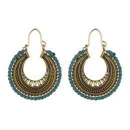 여성을위한 민족 보헤미안 기하학적 매달린 귀걸이 레드 블랙 블루 흰색 로프 랩 Boho Vintage Earrings Fashion Jewelry Bijoux