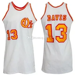 Nikivip 1974-1975 Lee Davis #13 San Diego Conquistadors Retro basket Youth Jersey Men sydd Anpassad valfritt nummer namn män kvinnor barn tröjor