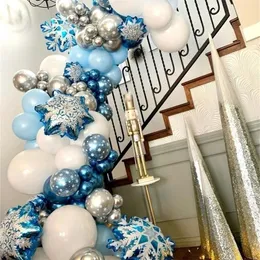 104PCS Balony Snowflake Garland Arch Zestaw metalowy na urodziny Wejście Dekorowanie 220524