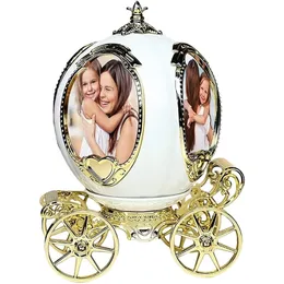 Decorative DeskTop Rotating Display Custom 4 Po frame Personalized pumpkin Music Box Picture Frame 220711