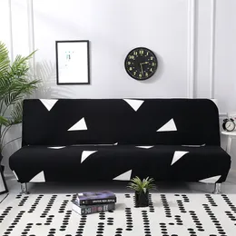 Black Geometric Folding Soffa Bed Cover S spandex Stretchdouble Seat Slips for Living Room Print 220615