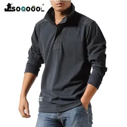 Soqoool Casual Autumn Loose Long Sleeved Tactical Shirts Military Big Size Business Leisure Men Polo Shirt 220805