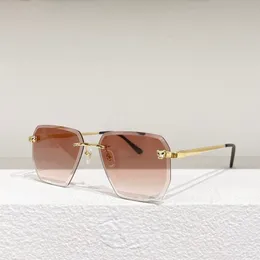 Classic Cheetah Head summer beach sunglasses driviing goggle Mens Designer Fashion Eyeglasses Frameless gold frame reflective mirror Metal Frame Female Shades