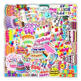 50pcs-Pack Happy Birthday Cake Candle Balloon Stickers Vinyl Sticker Waterproof Laptops Car Scrapbooking Water Bottle Guitar Box Skateboard JDM Bagage Decal