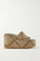 Etina9188 Женские платформы высотой 80 мм Slippers Fashion Natural Jumbo Wedge Slides с коробками и пыльными мешками