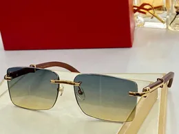 Luxury Designer Glasses Man Frameless Woman Sunglass Gold Rimless Wood Legs Eyeglasses Mens Brown Prescription Spectacle Carter Sunglasses