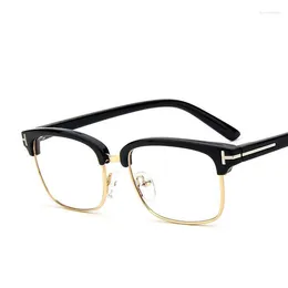 أزياء النظارات الشمسية إطارات الستار واضحة عتيقة Hipster Myopia Eyeglasses Designer Retro Half Metal Frame Glasses Men Women Y37 Belo22