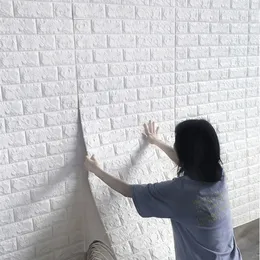 70cm1m 3D SelfAdhesive decor Wallpaper Continuous Waterproof Brick Wall Stickers Living Room Bedroom old wall Home Decoration 220727