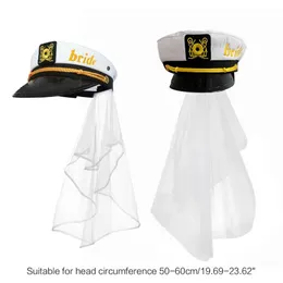Headpieces Creative Captain Hat With Bride Shoulder Strap Wedding Po Costume Props Summer Outdoor Women Navy Style Capsheadpieces3117