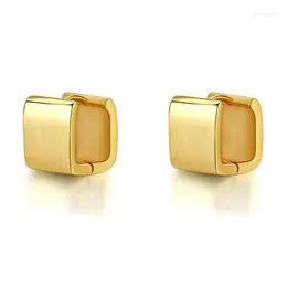 Hoop Huggie Geometric 10mm Rectangle Chunky Earring High Polished Simple Gold Color Fashion Women Jewelyhoop Kirs22