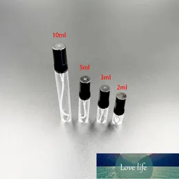 5pcs/Pack Portable Black Clear Mini Perfume Glass Bottle Empty Cosmetic Travel Sample Test Tube Thin Vials