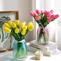 Dekorative Blumenkränze, 5 Stück, Tulpen, künstliche Blumen, fühlen sich echt an, Blumenstrauß, gefälschter nordischer Stil für Hochzeitsdekoration, getrocknete Heimdekoration