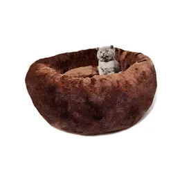 플러시 따뜻한 둥근 애완 동물 둥지 개집 개 고양이 수면 침대 가을 겨울 개 쿠션 패드 작은 중간 큰 개