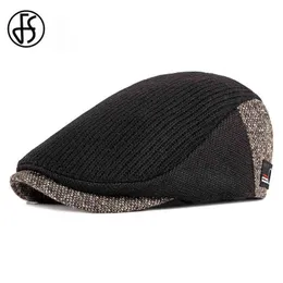 Fs Cotton Beret Cap Black Spring Autumn Hat For Men Women Adjustable Ivy Newsboy Flat Cap High Quality Solid Knitted Hat Berets J220722