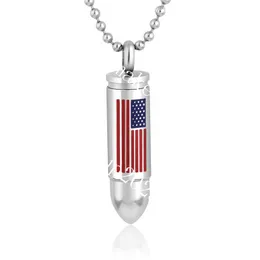 Personalise US American Flag Pendant Necklace Men's Stainless Steel Bullet Necklace Fashion Accessories Without Chain