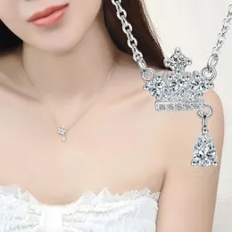 Pendant Necklaces Trendy Crystal Crown Pendants For Women Fashion Wedding Sterling-silver-jewelry NecklacePendant