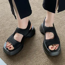 Sandálias chuny plataforma esporte mulheres pretas grossas de fundo no solo de sapatos de mulher eslowot hollow out não deslizamento sapatos mujersandals