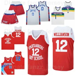 Movie High School Basketball ALTERNATE 12 Zion Williamson Koszulki 1 Spartanburg Day Griffins Team Pomarańczowy Biały Kolor HipﾠHop Oddychający Sport HipHop Czysta bawełna