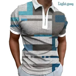 The Stripe Square Printed Polo Shirt Mens Short Sleeve Summer Tshirt Herrkläder Europeisk storlek S3XL 220704