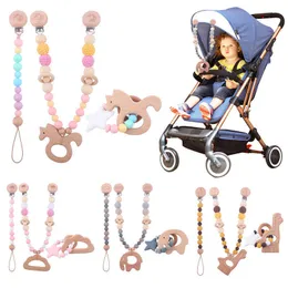 New infant products cartoon animal pattern beech clip pacifier chain car hanging gum three piece set