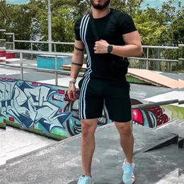 T Shirt and Shorts Men Men Summer Top Jogger Tracksuit Fashion 2 PCS Sport Sport Suit Suit 220526