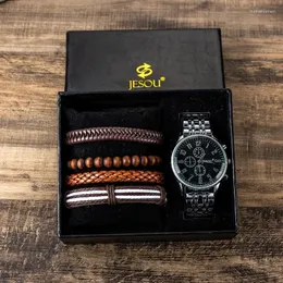 Trend mody męskiej stalowy pasek kwarcowy zestaw bransoletki - 5PC / Factory Bezpośrednie sprzedaż dla kobiet luksusowe zegarek